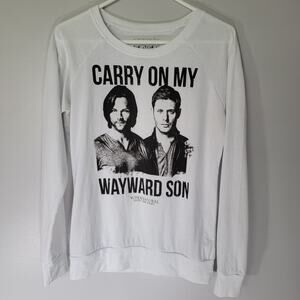 Supernatural Join The Hunt Shirt Sz M Carry On My Wayward Son White Long Sleeve